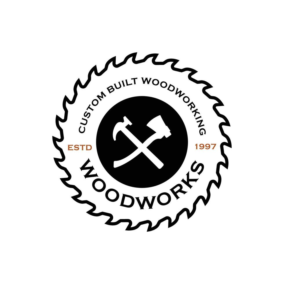 Wood Industries Company logo with the concept of saws and carpentry and classic and modern style vector