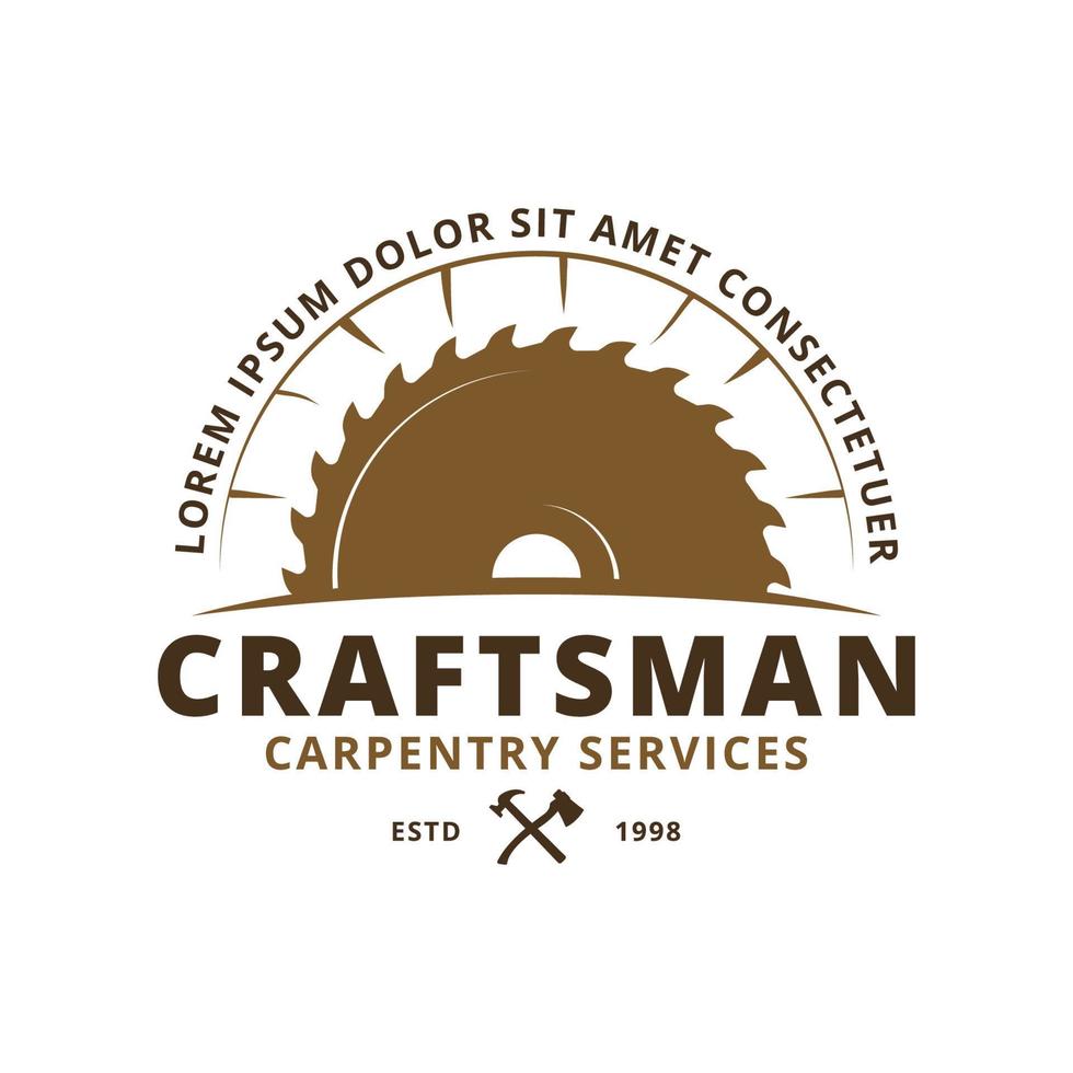 Wood Industries Company logo with the concept of saws and carpentry and classic and modern style vector