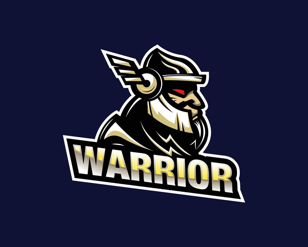 Warrior logo design vector with modern illustration concept style for mascot, sport, gaming, esport, badge, emblem and t-shirt printing.