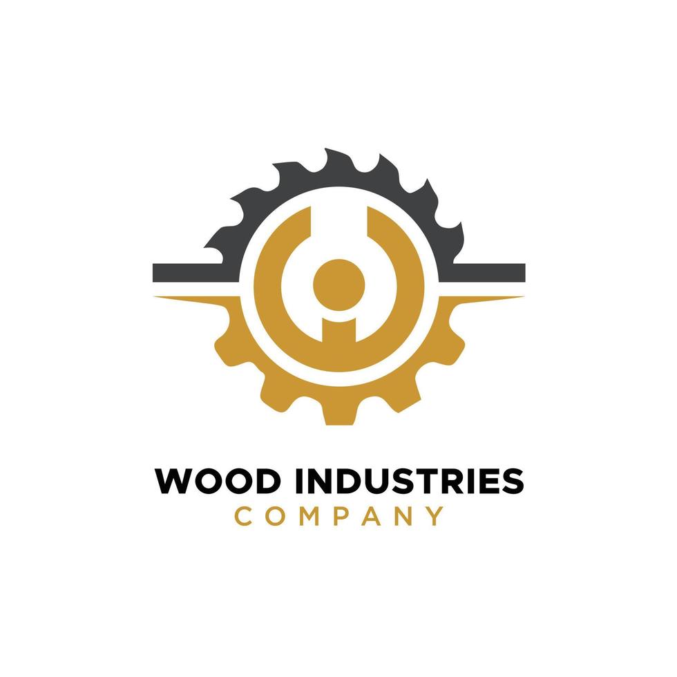 logotipo de la empresa de industrias madereras con el concepto de sierras y carpintería y estilo clásico y moderno vector