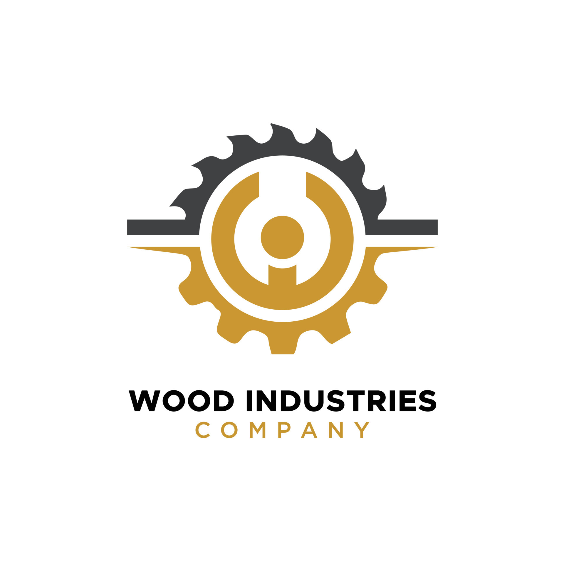 Wood Industries Company logo with the concept of saws and carpentry and