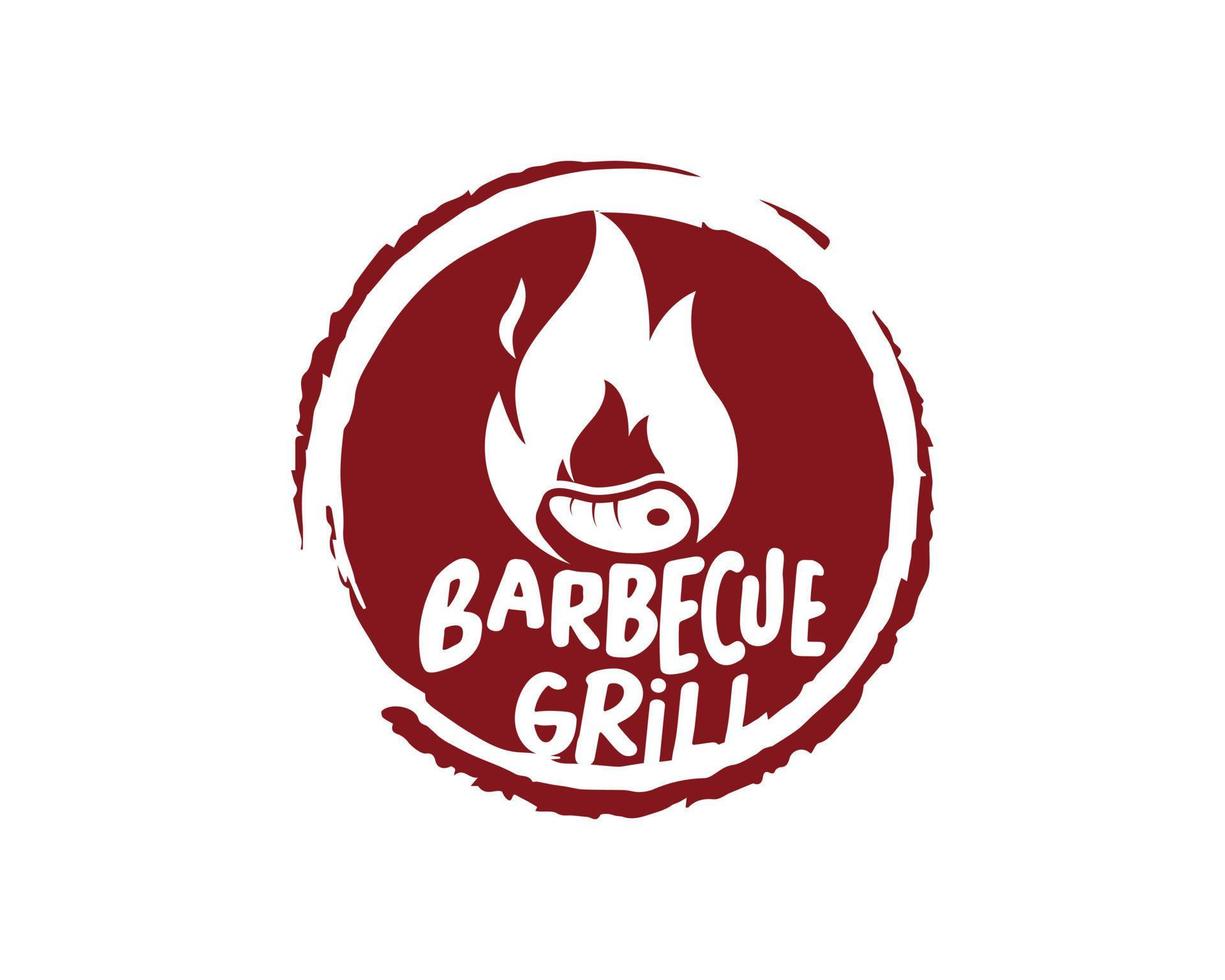 Barbecue restaurant - Logo icon of Barbecue, Grill and Bar with fire, grill fork and spatula. BBQ logo template. Vector illustration