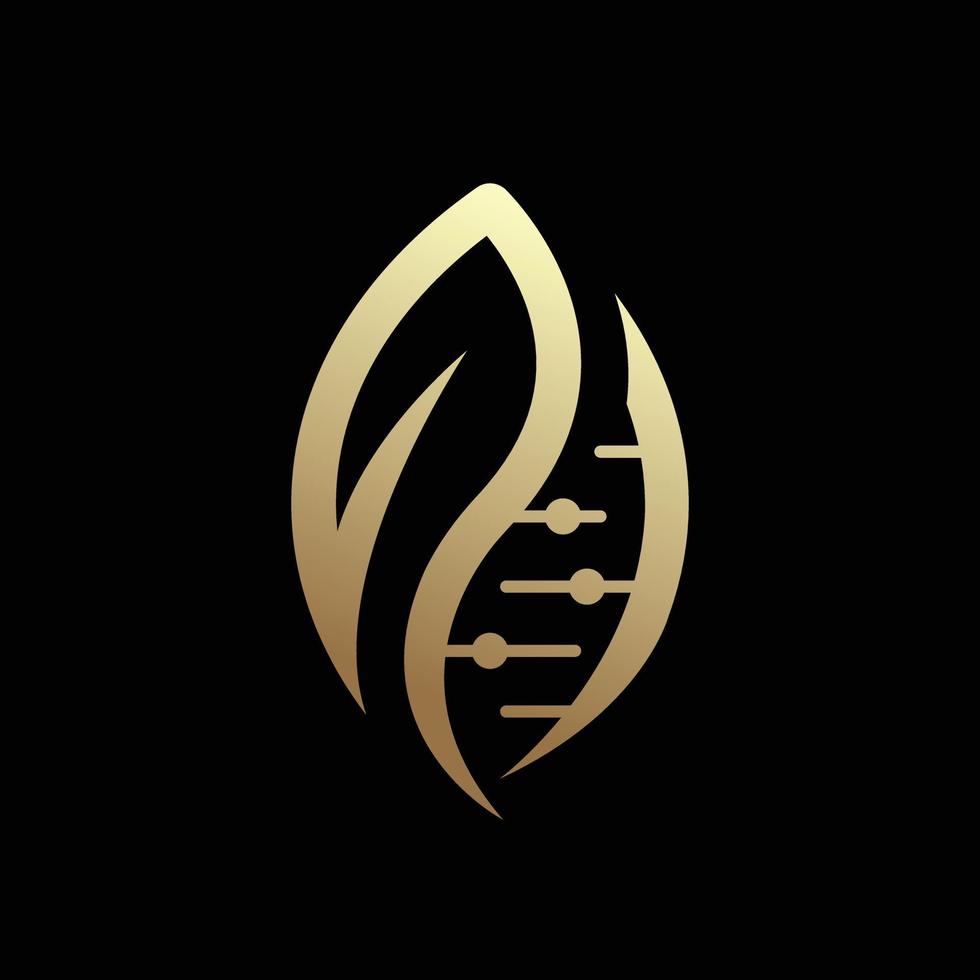 diseño de logotipo de gota de ADN de hoja de agua de biotecnología abstracta. energía de oro, medicina, ciencia, tecnología, laboratorio, icono de vector de logotipo electrónico