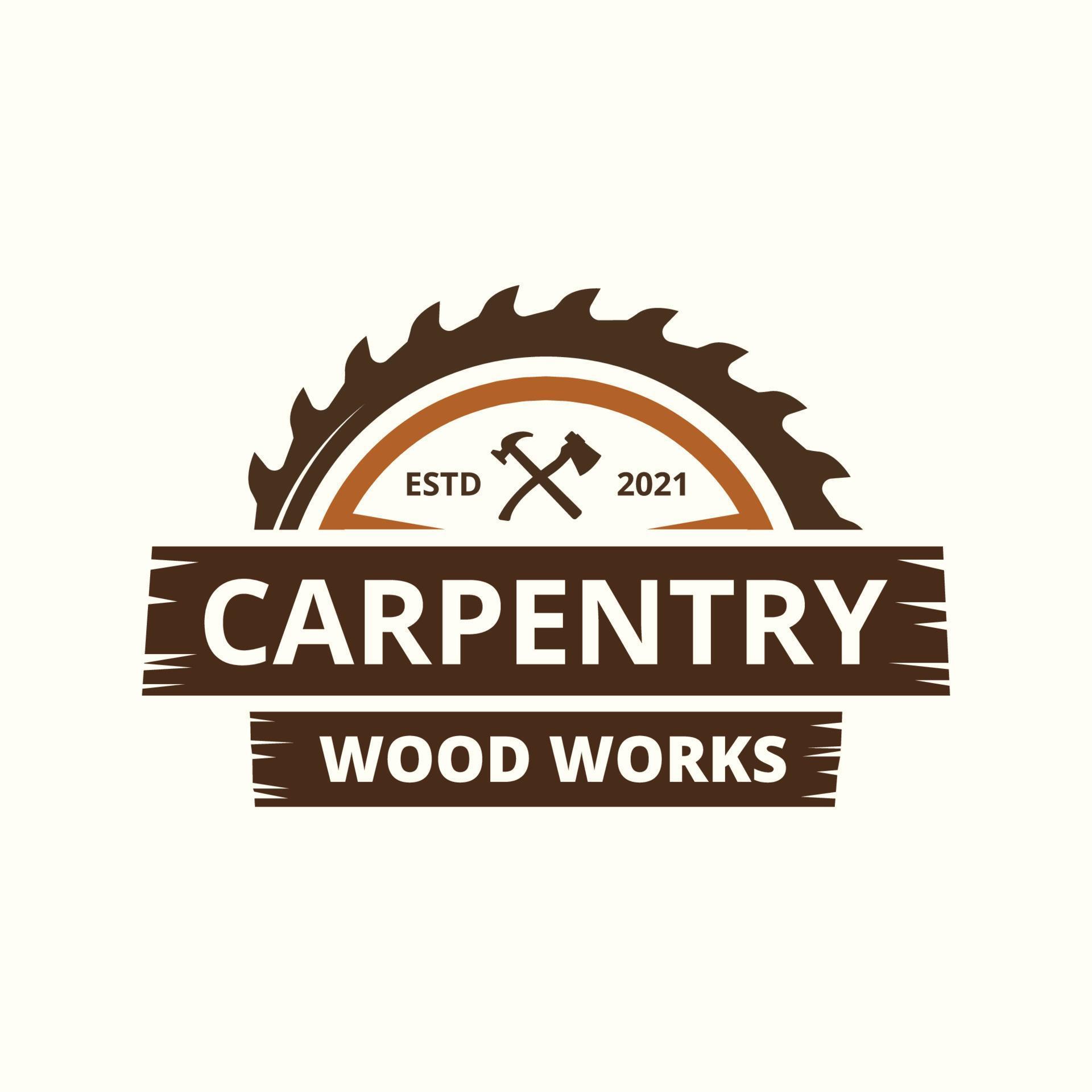 Wood Industries Company logo with the concept of saws and carpentry and