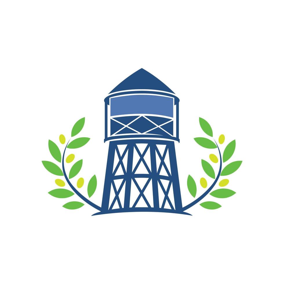 Logo of the water tower on the farmland with lots of sunflowers and olives with classic and modern concepts vector