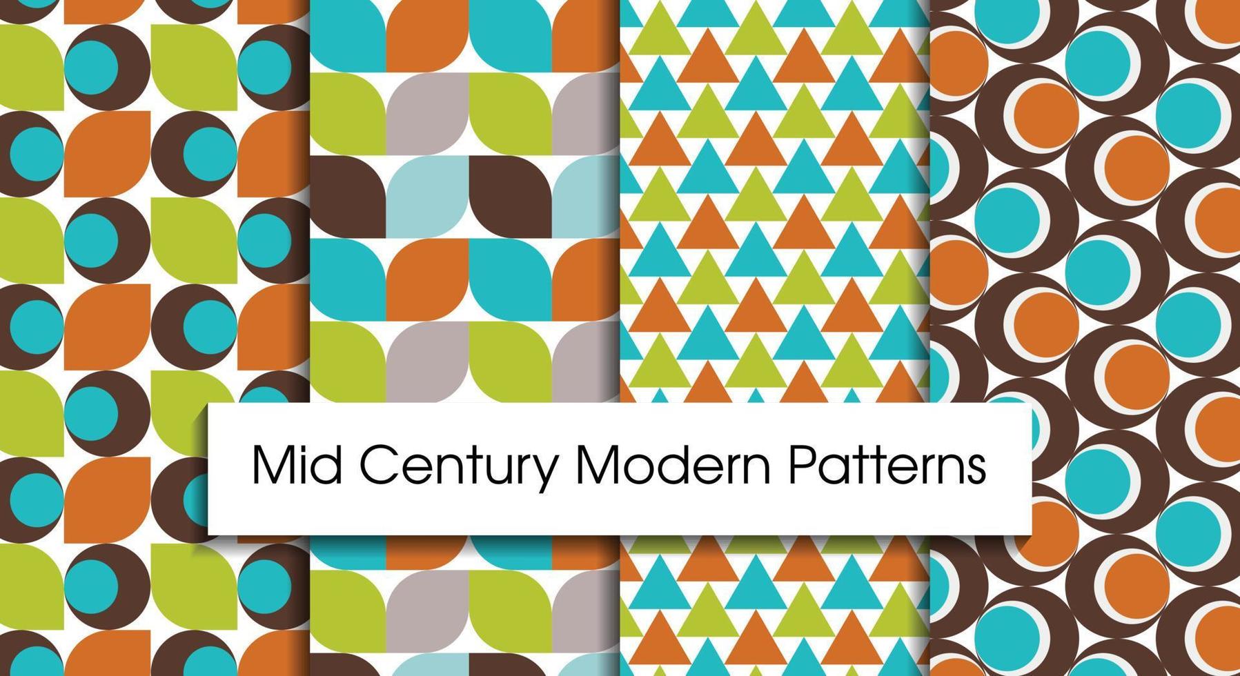 Mid century modern seamless patterns for tablecloth, oilcloth, bedclothes or other textile design vector