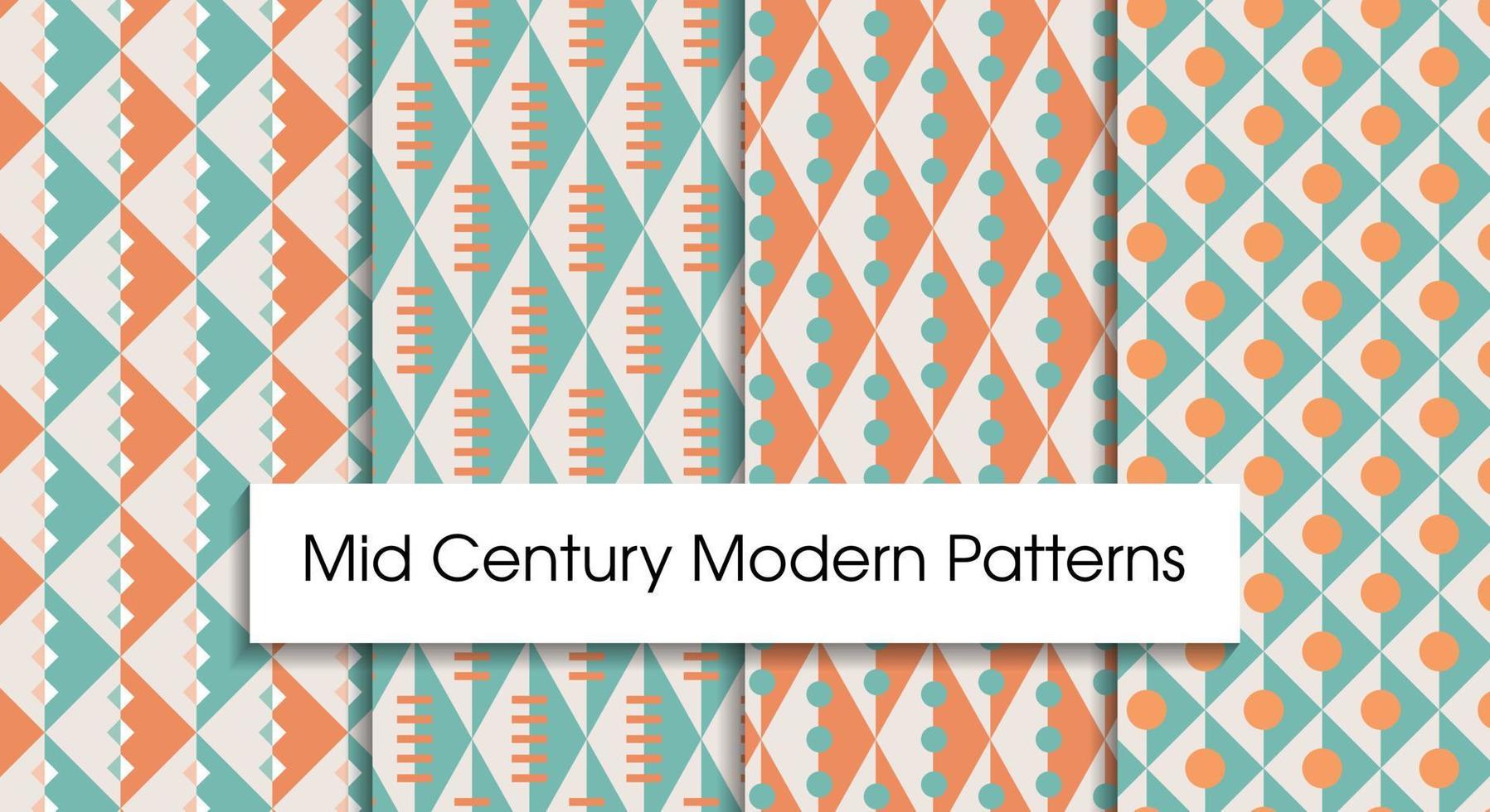 Mid century modern seamless patterns for tablecloth, oilcloth, bedclothes or other textile design vector