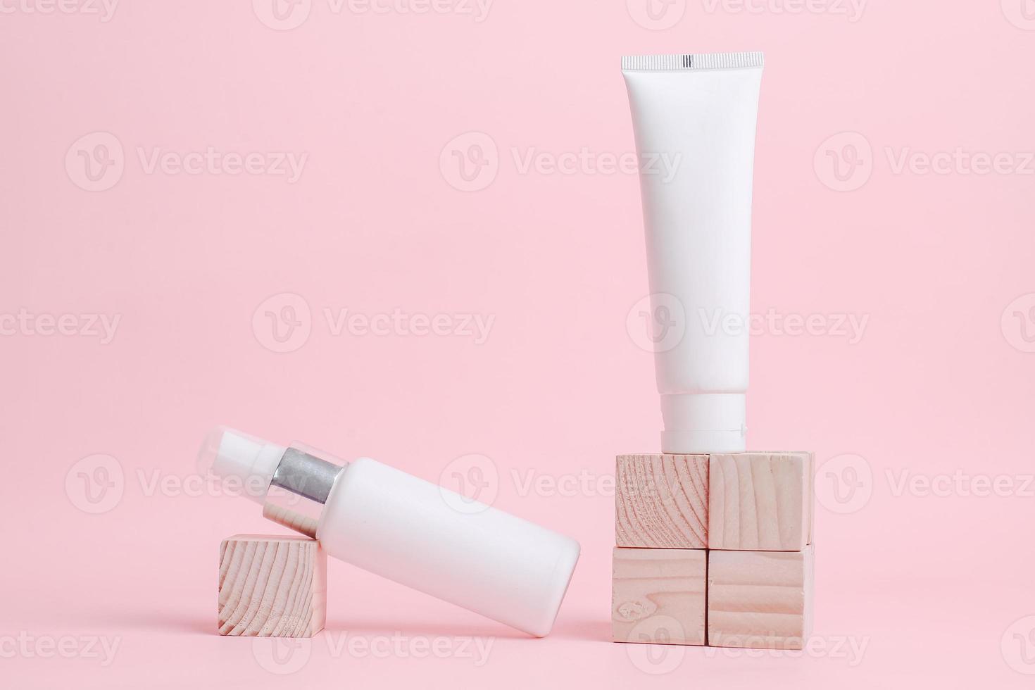 Plain white cosmetic product packaging mockup. Enter your brand's design or logo photo