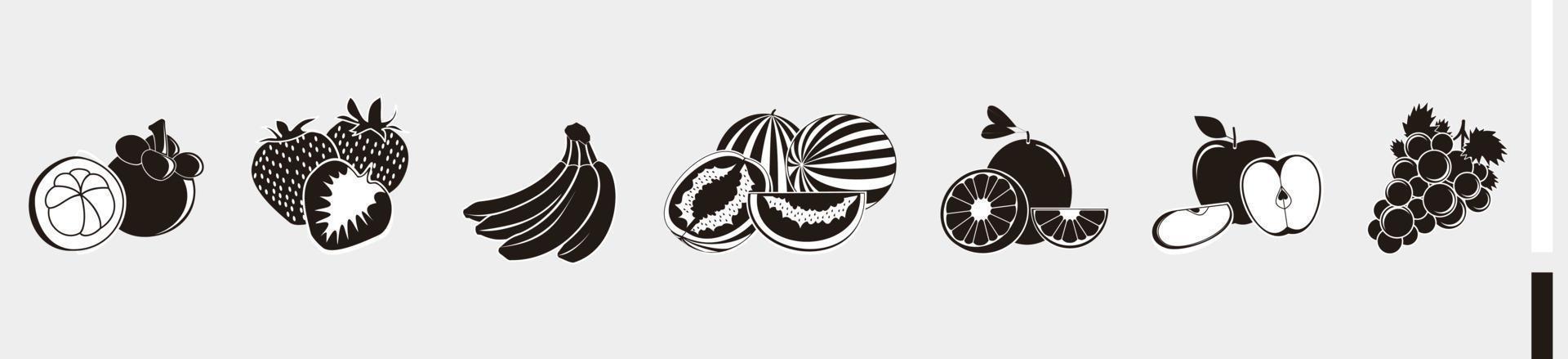 ilustraciones de cuajado de frutas para dibujar - silueta del logotipo del símbolo de la fruta vector