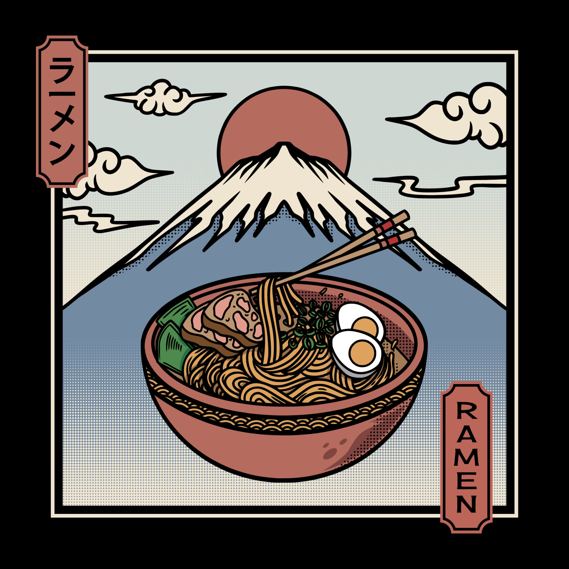 Cuenco De Ejemplo Japonés De Los Ramen Stock de ilustración