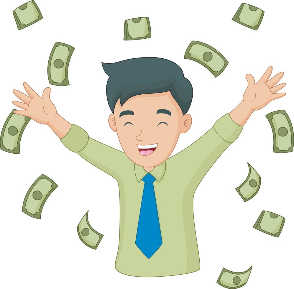 Cartoon Happy Man with Money vector