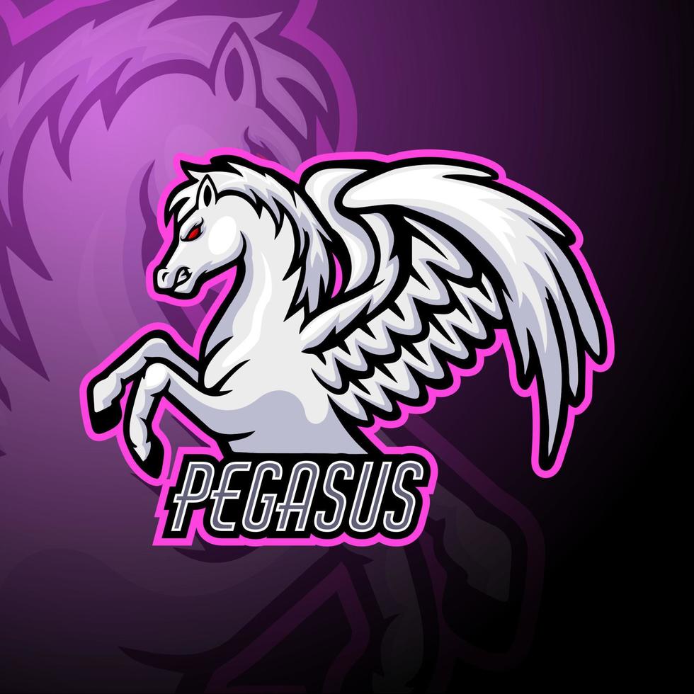 diseño de la mascota del logotipo de pegasus esport vector