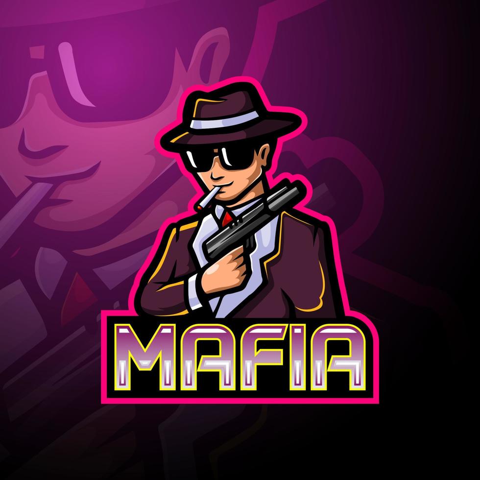 diseño de la mascota del logotipo de mafia esport vector