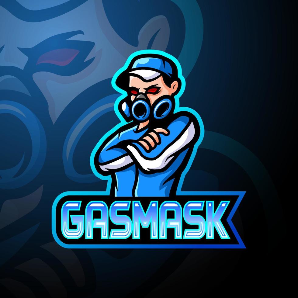 diseño de la mascota del logotipo de la máscara de gas esport vector