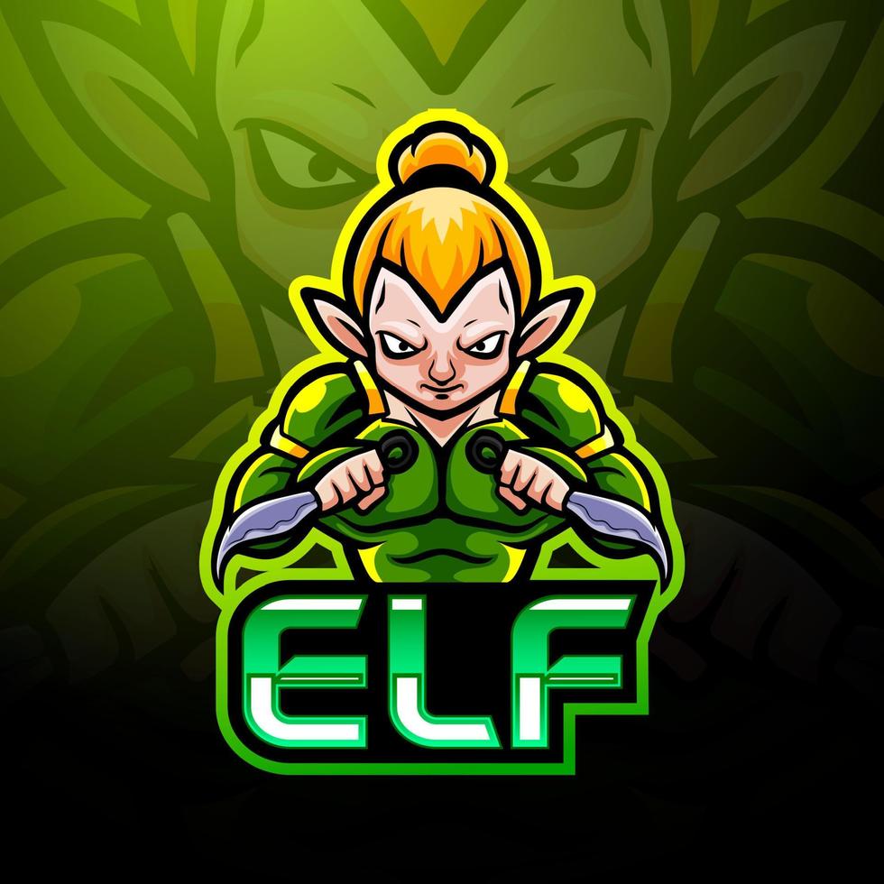 diseño de la mascota del logotipo de elf esport vector