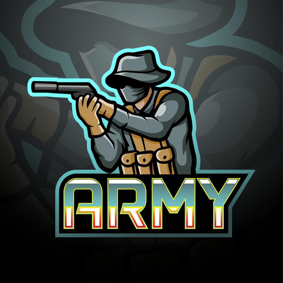 Army esport logo mascot design vector