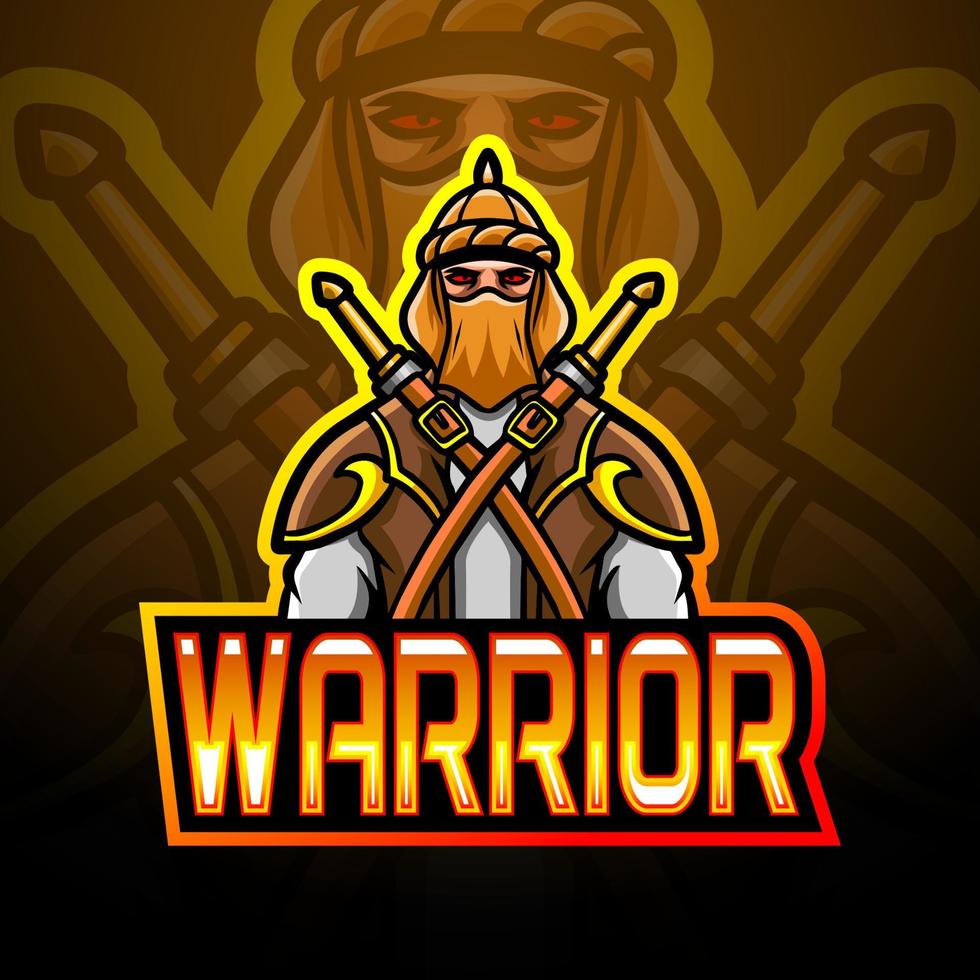 diseño de la mascota del logotipo del guerrero árabe esport vector
