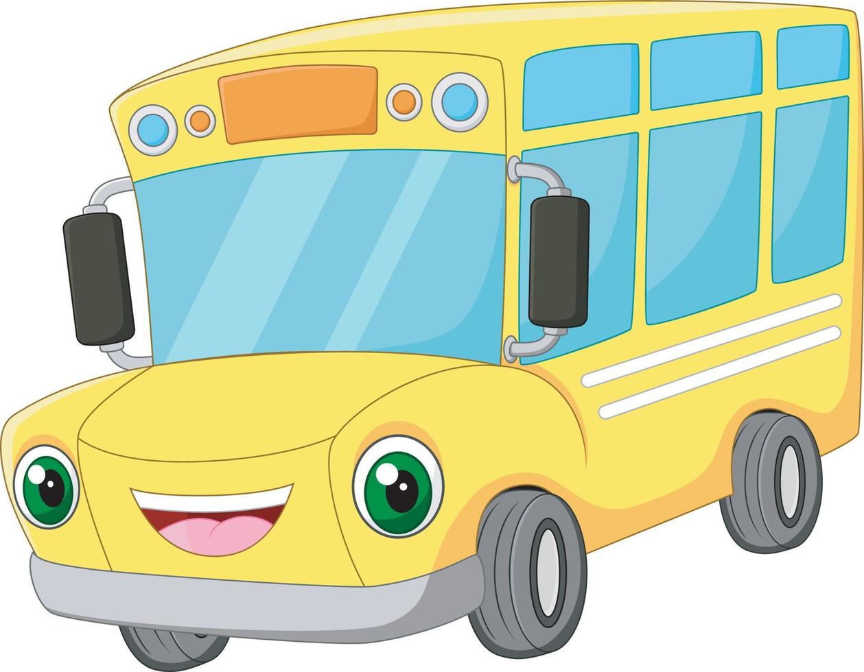 escuela de autobús de dibujos animados feliz divertido vector