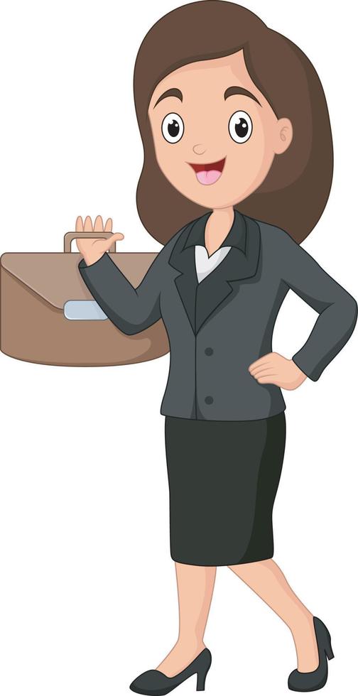Cartoon Happy Business Woman Standing vector