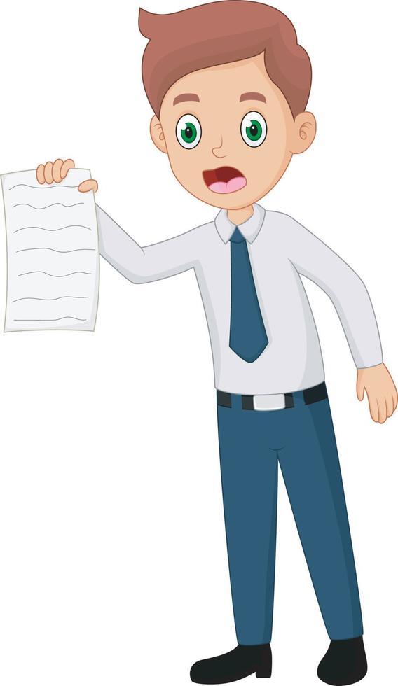 Cartoon Business Man Holding Paper vector