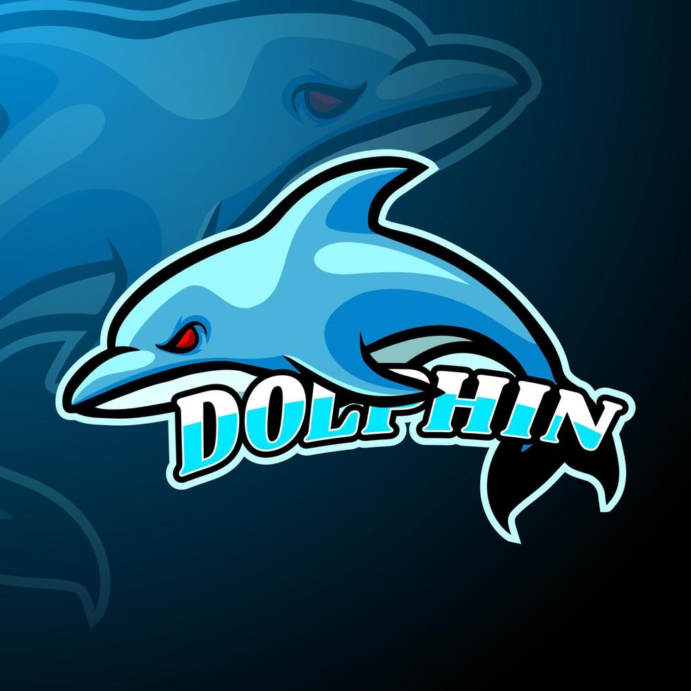 Dolphin esport logo mascot design vector