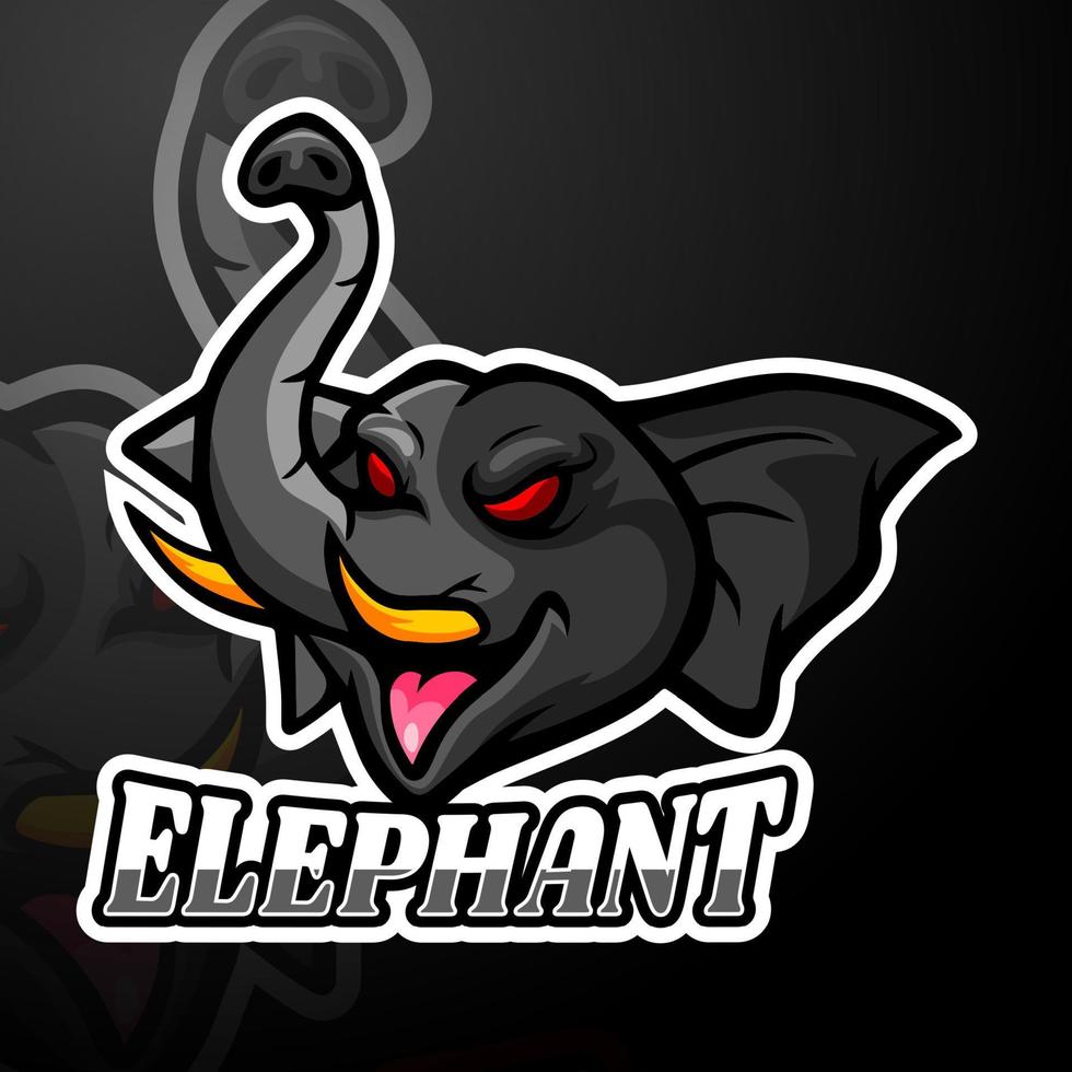 Elephant esport logo mascot design vector