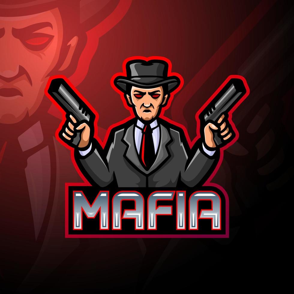 diseño de la mascota del logotipo de mafia esport vector