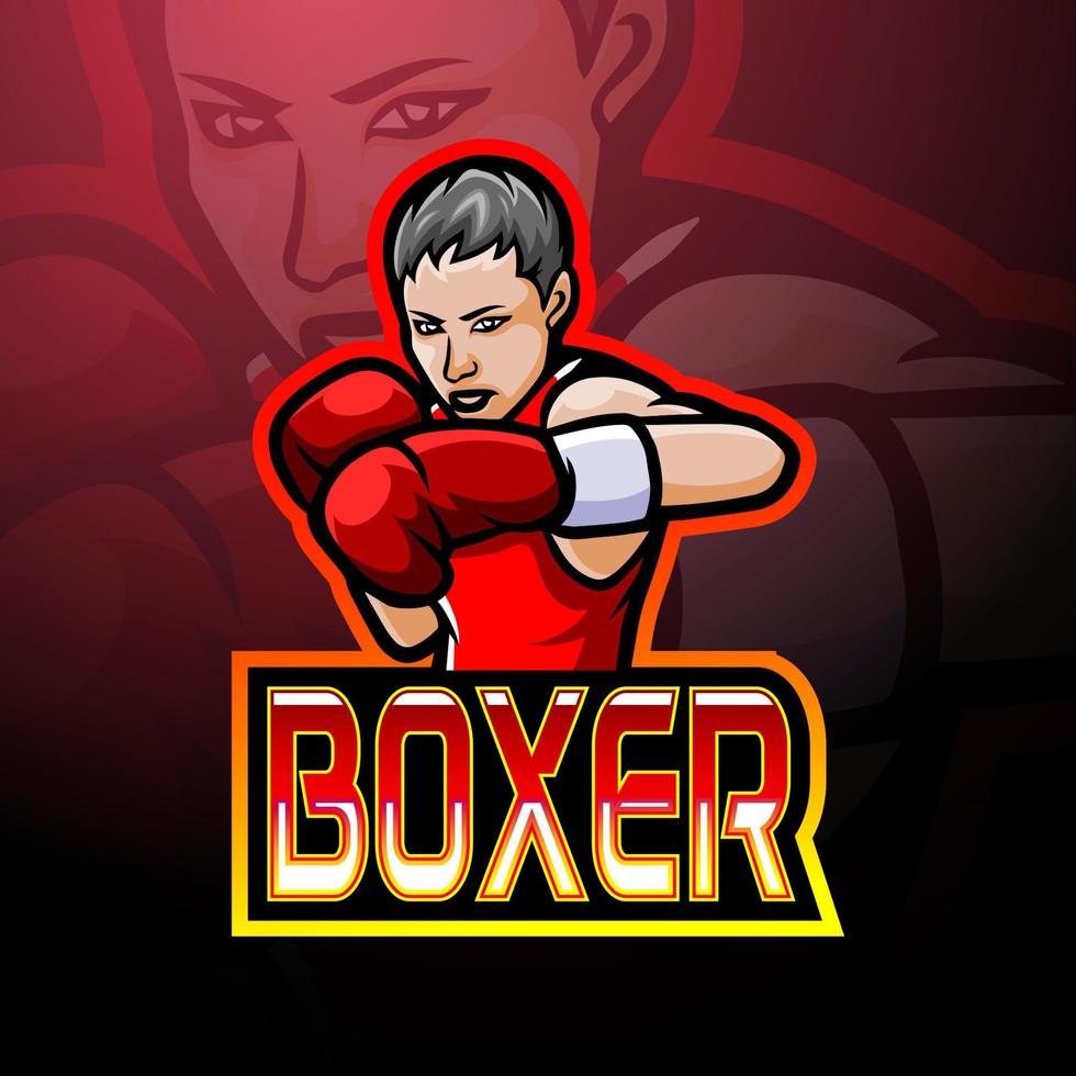 boxeador mascota deporte esport logo design vector