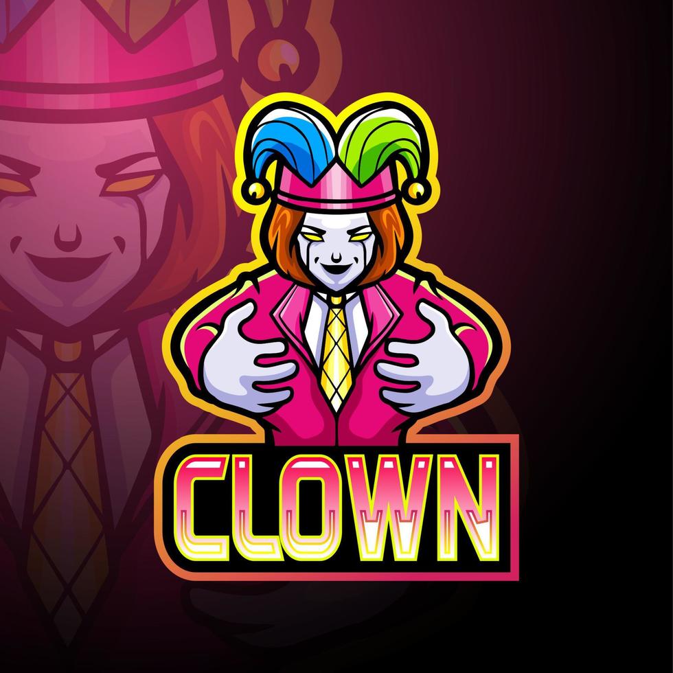Clown esport logo mascot design vector