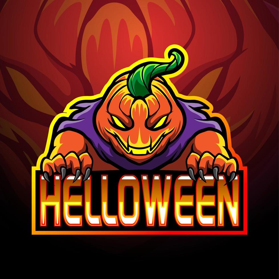 logotipo de mascota de halloween de calabaza enojada vector