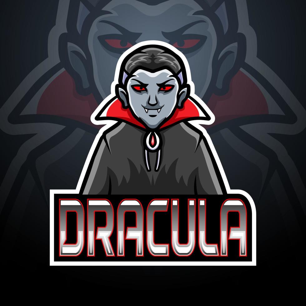 diseño de la mascota del logotipo de drácula esport vector