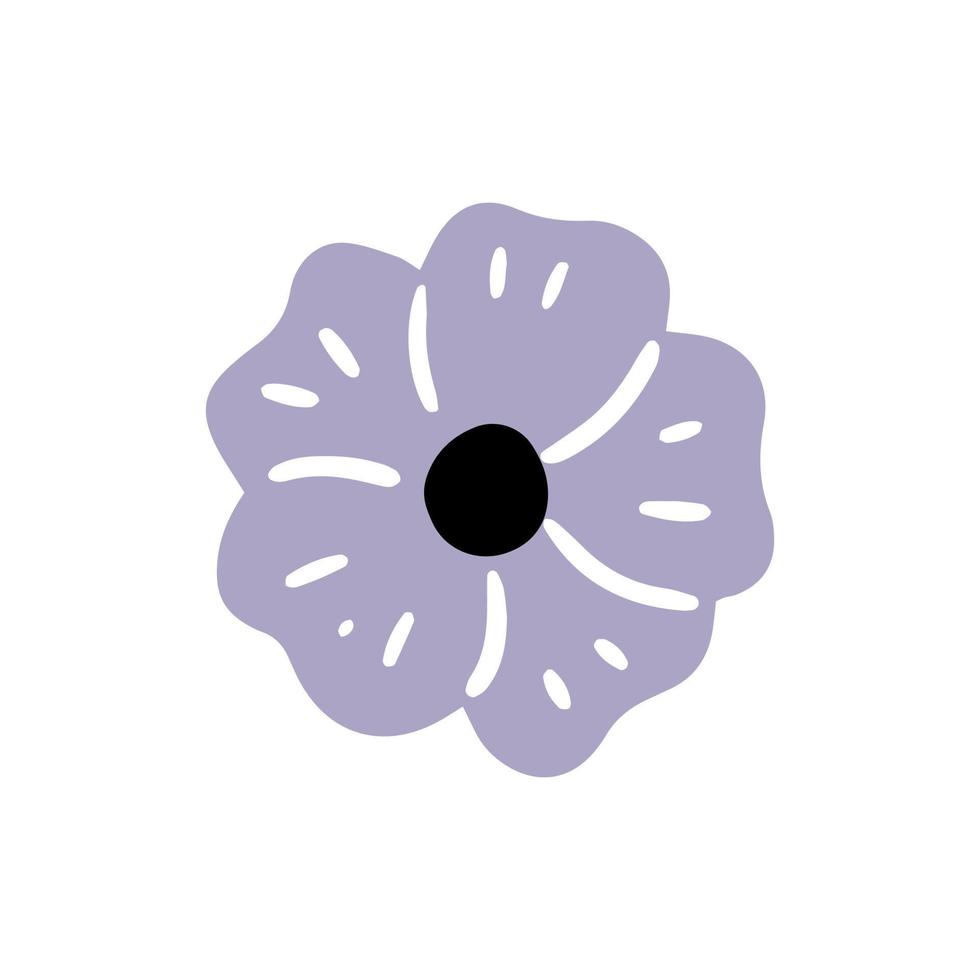 A flower with five petals in doodle style. Vector isolated floral illustration.