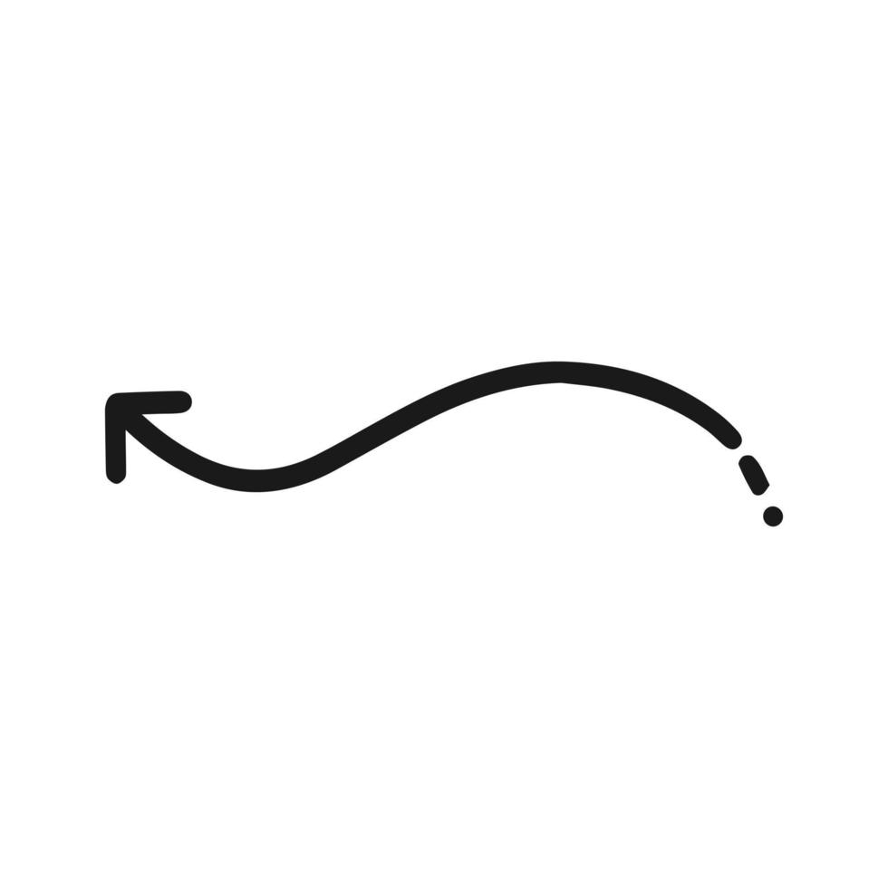 flecha ondulada hacia un lado, aislada en un fondo blanco. el símbolo de la flecha. ilustración vectorial vector
