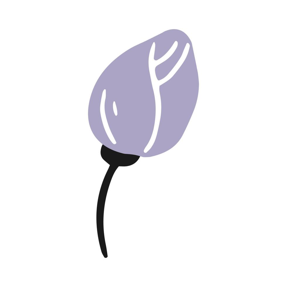 A rosebud in cartoon doodle style. Vector isolated floral illustration.