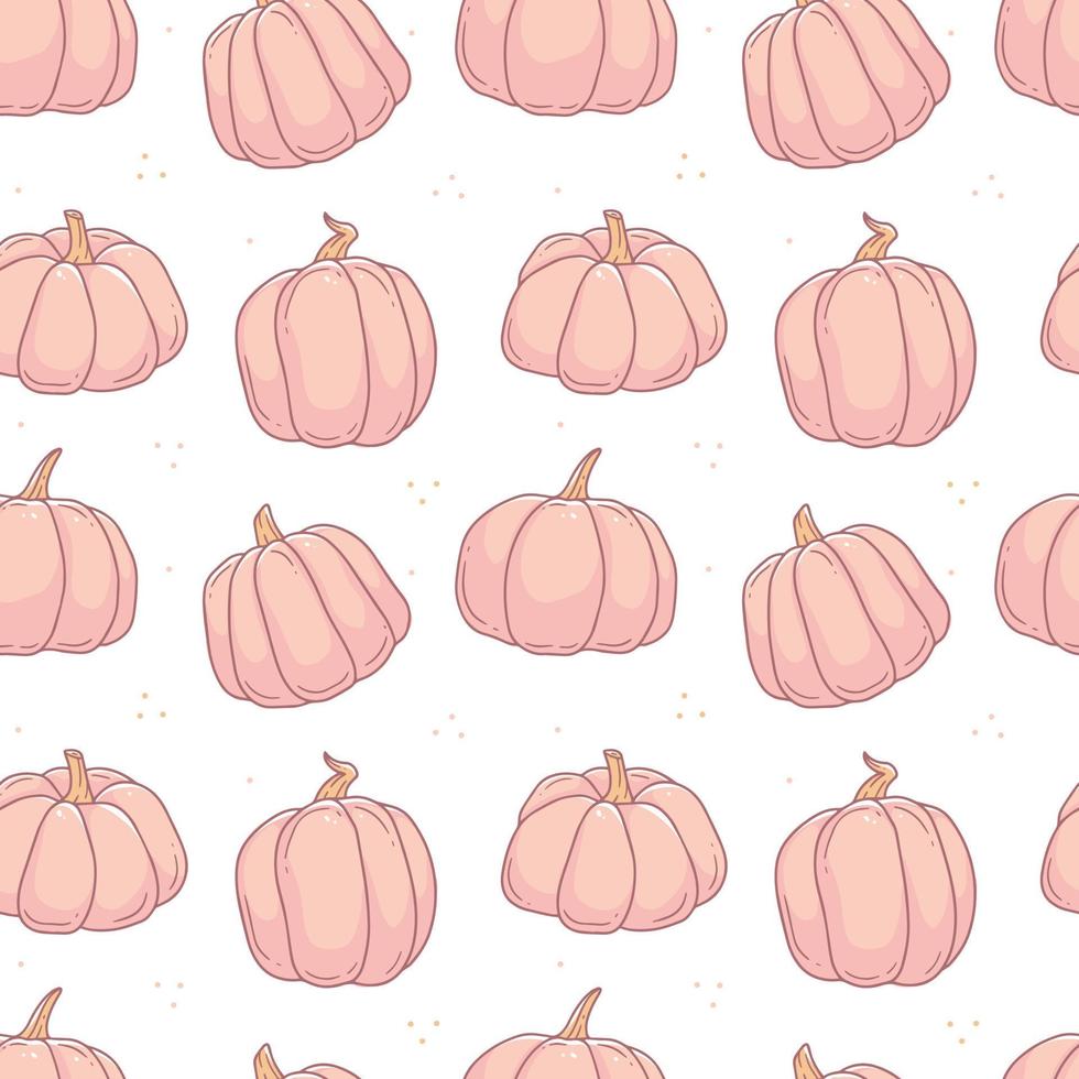 Cute seamless pattern with pink pumpkins on an white background. Vector illustration background.