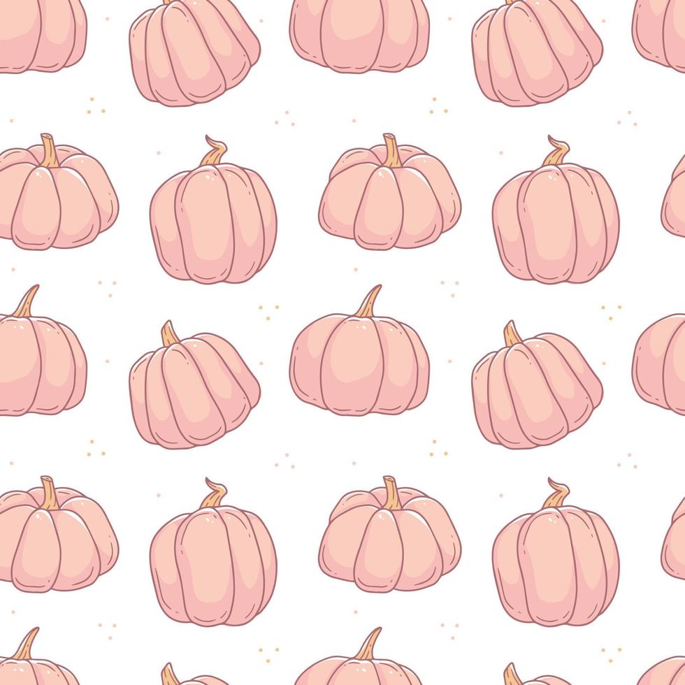 Cute seamless pattern with pink pumpkins on an white background. Vector illustration background.