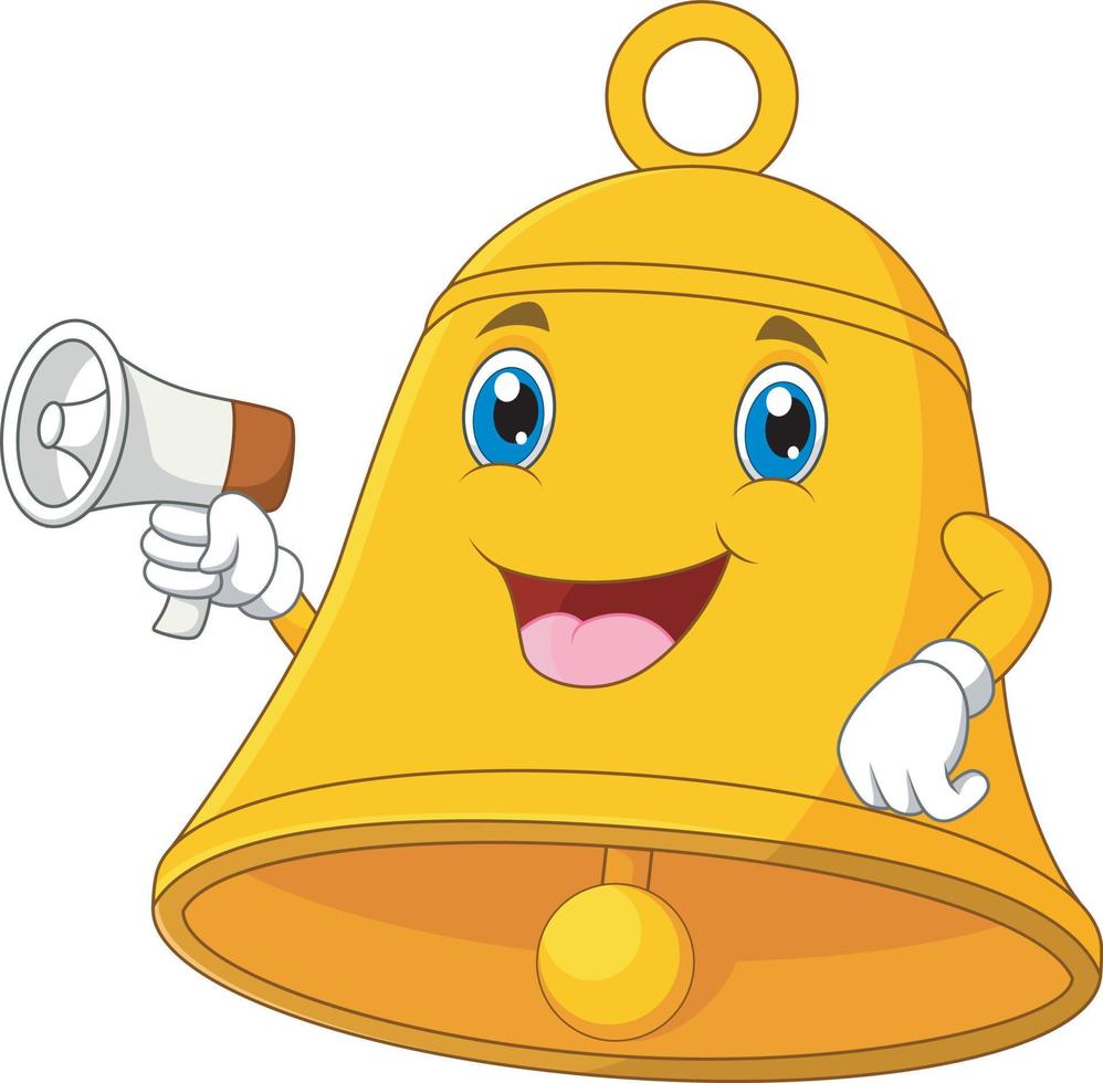 School bell character with megaphone vector