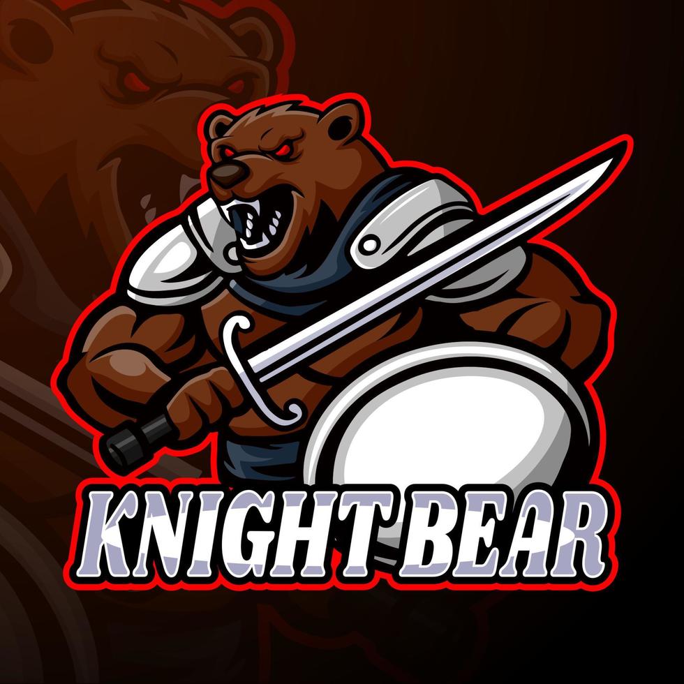 Knight Bear esport logo mascot design vector