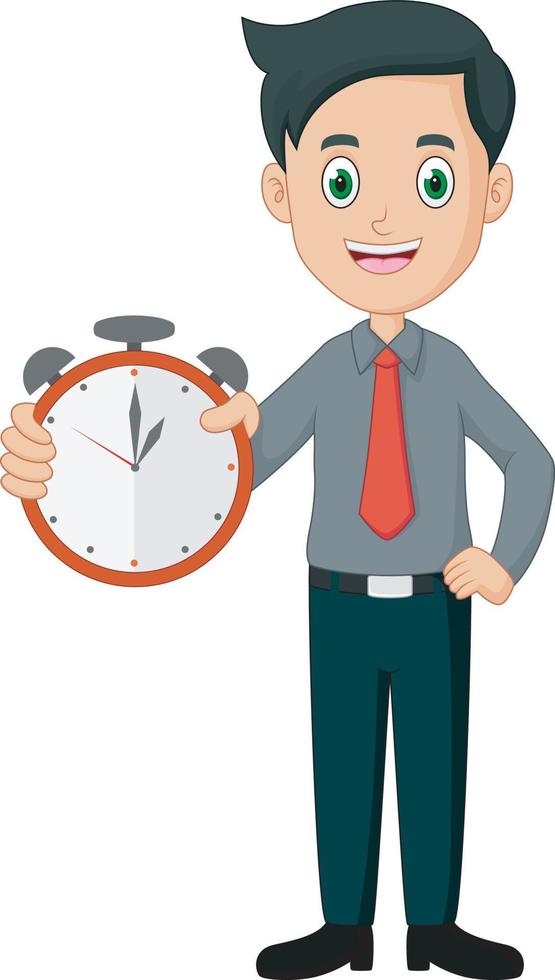 Cartoon Business Man With Alarm vector