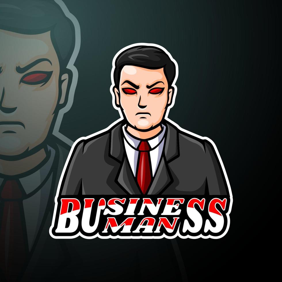 Businessman esport logo mascot design vector