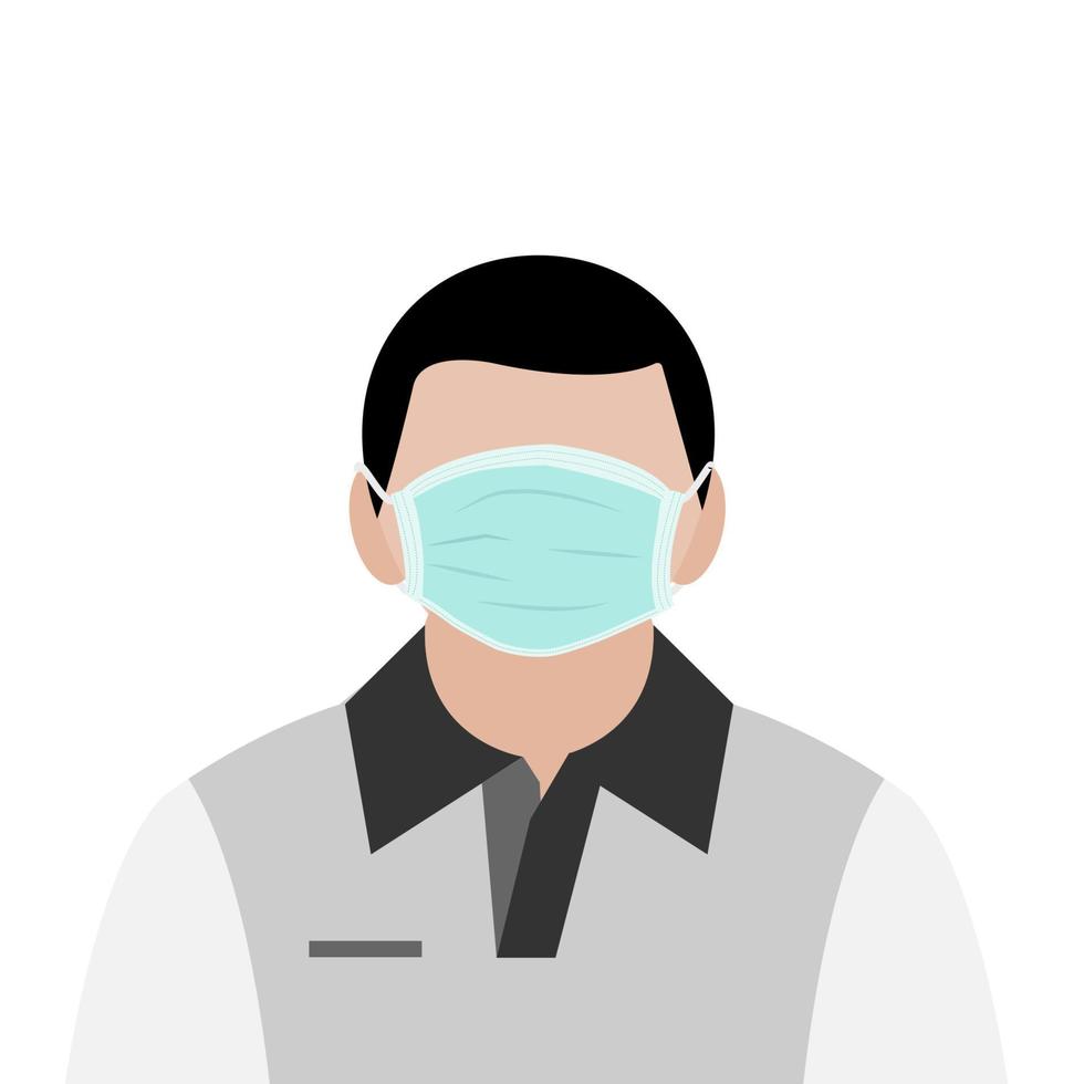 un hombre con máscara médica de fondo blanco vector