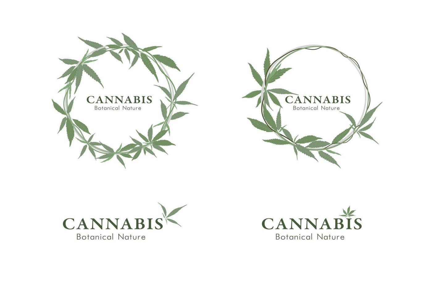 Logotype collection with cannabis ornaments vector