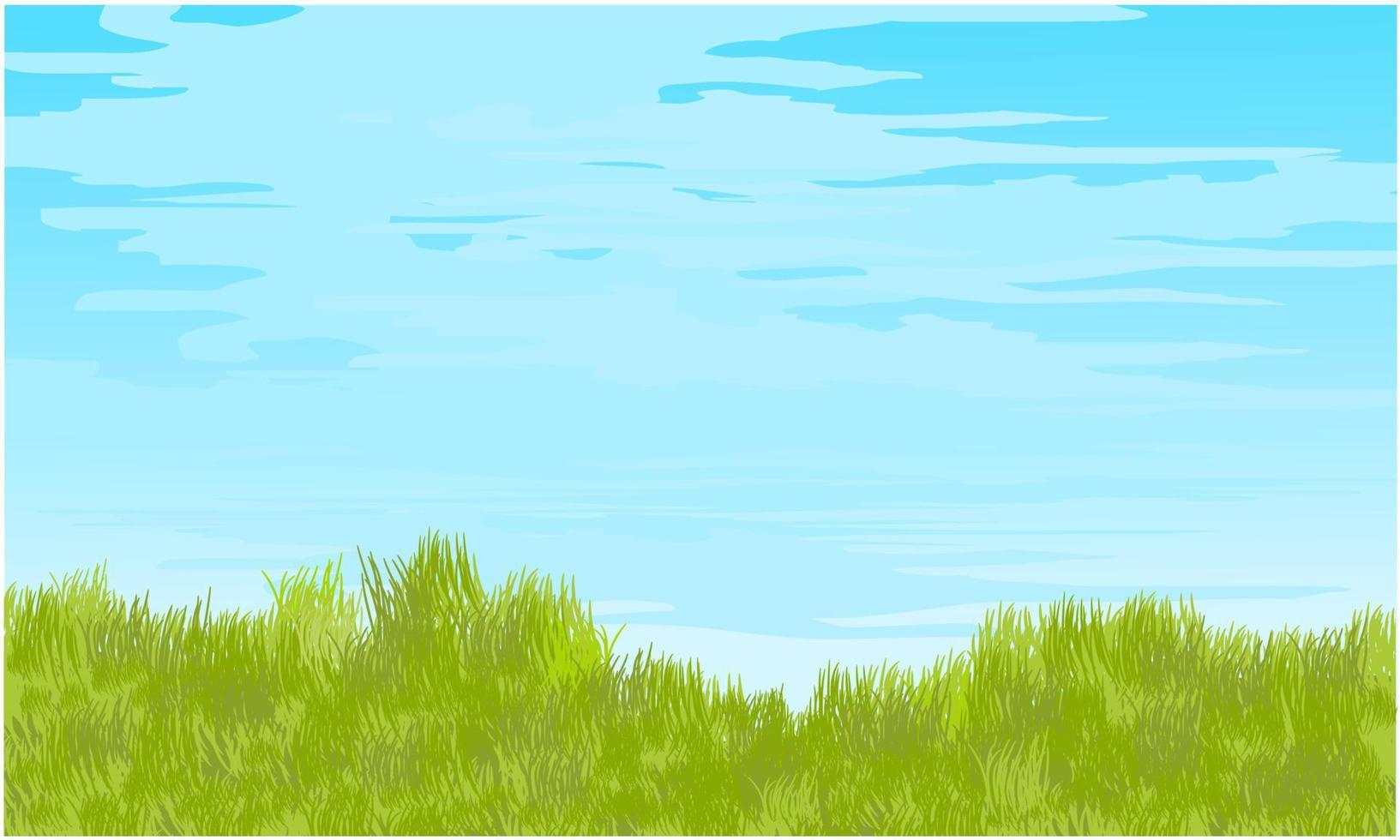 grassy field, green grassy land with sky background vector