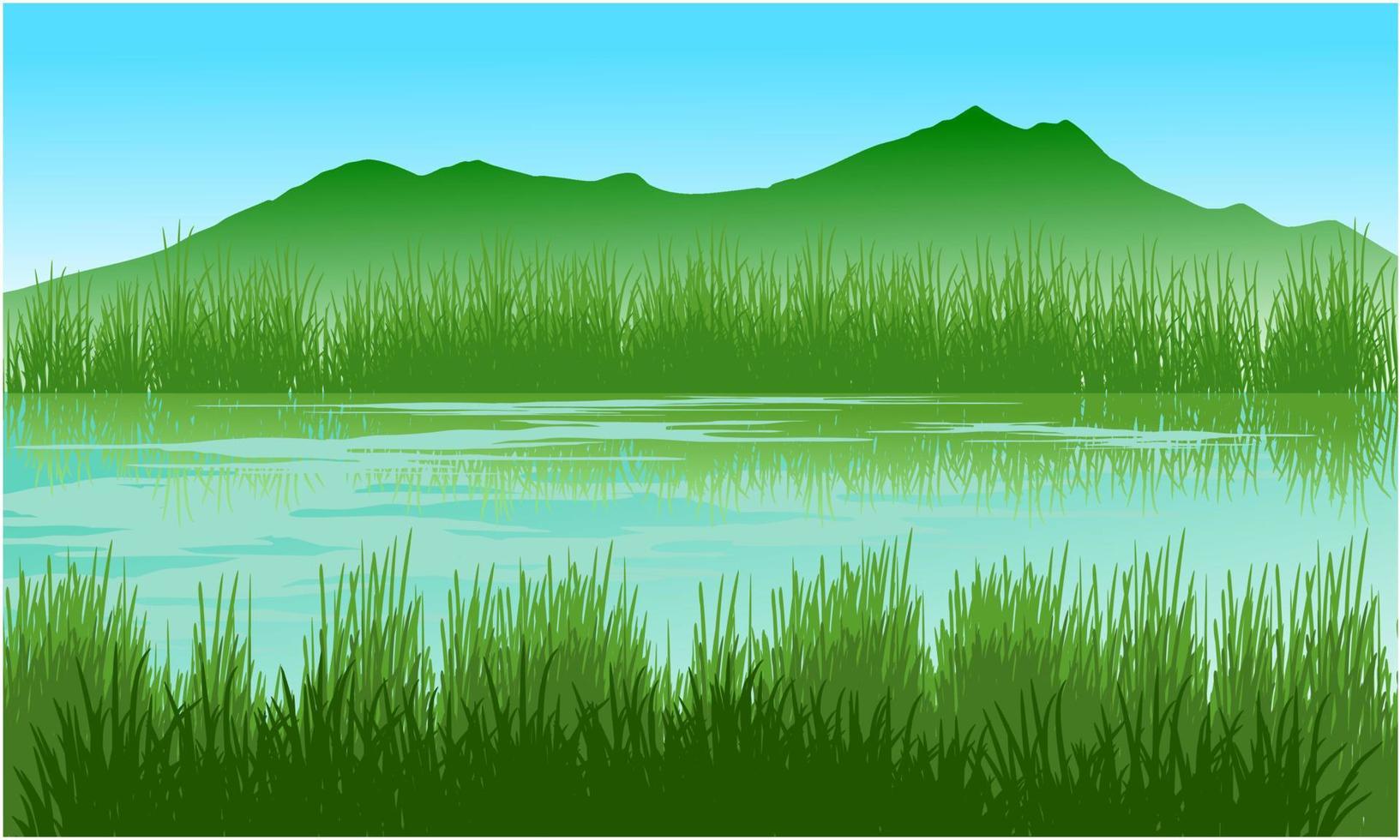 river grass, mountain river vector