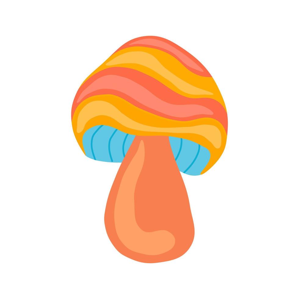 Psychedelic colorful fantasy mushroom vector isolated illustration