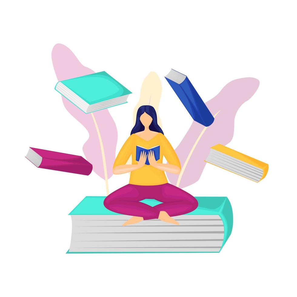 Woman is sitting and reading a book concept vector