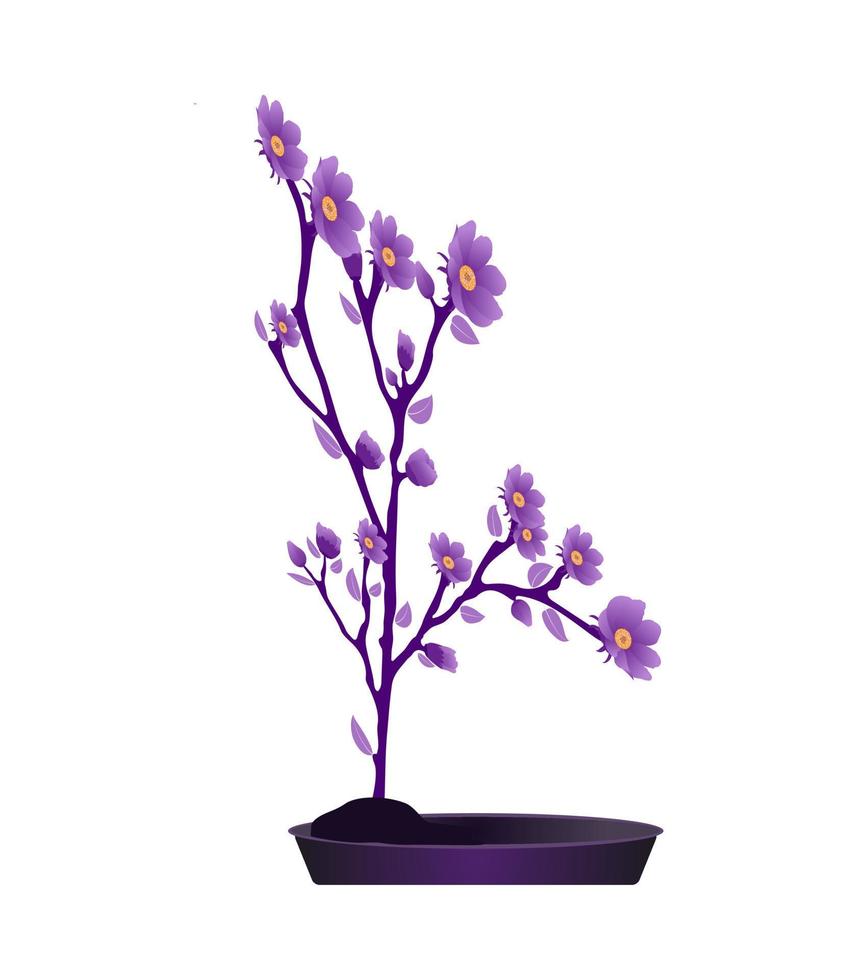 Branch soft purple flower isolated on white background. vector