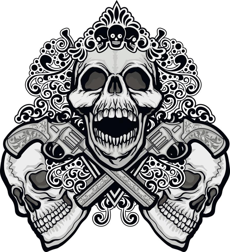 cartel gótico con calavera y flores, camisetas de diseño vintage grunge vector