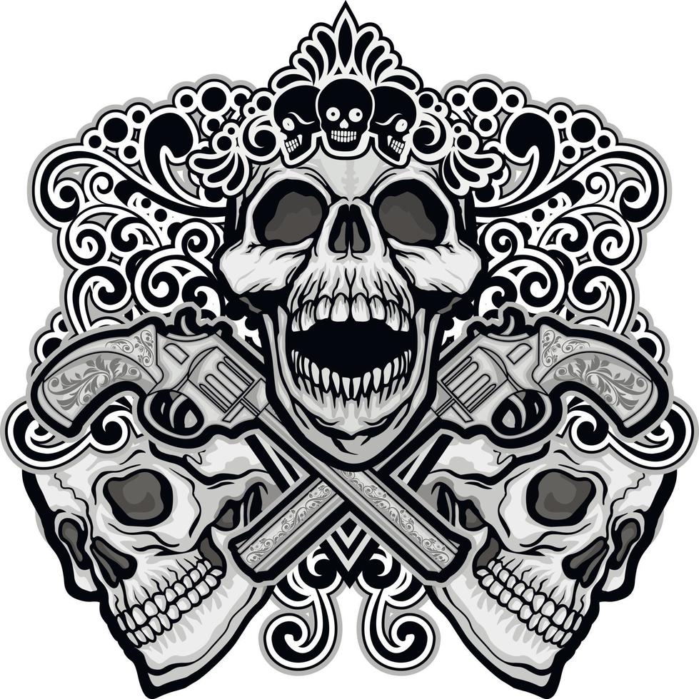 Gothic sign with skull and flowers, grunge vintage design t shirts vector