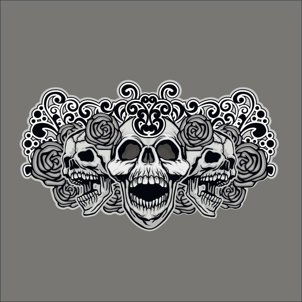 Signo gótico con calavera, camisetas de diseño vintage grunge vector